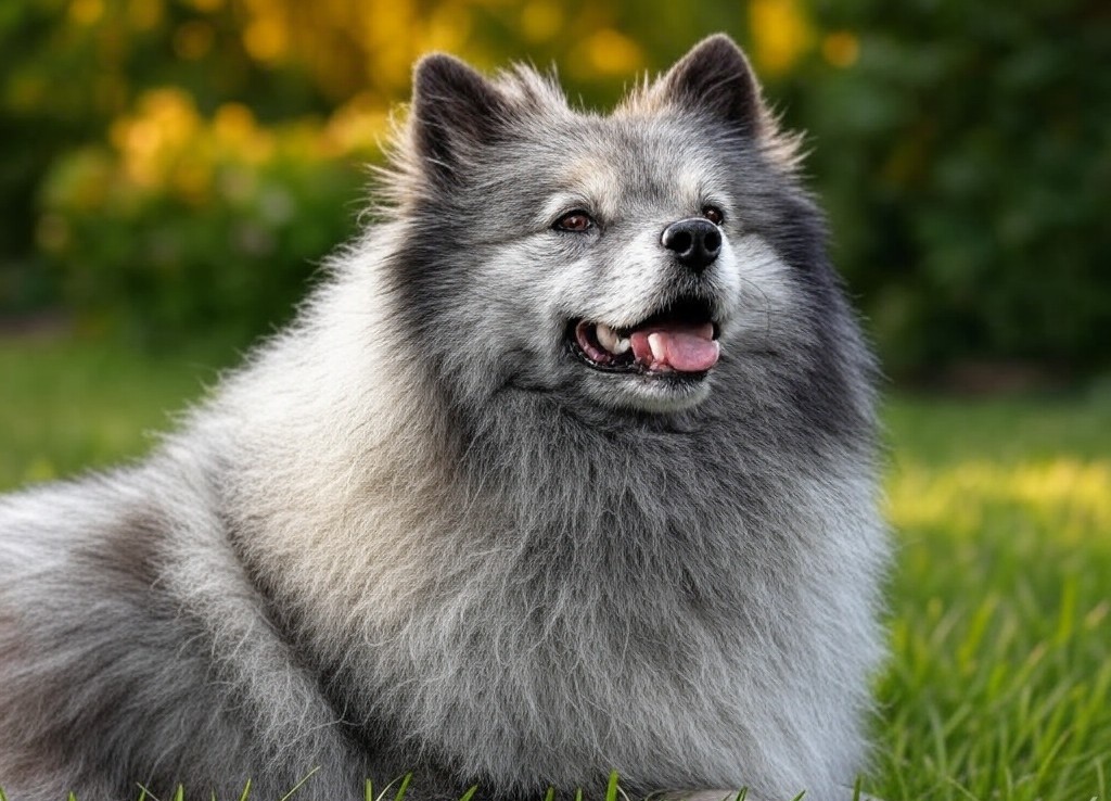 The Keeshond is a cheerful and affectionate companion, known for its plush silver-gray coat, distinctive "spectacles," and friendly personality. Intelligent and outgoing, this lively breed thrives on companionship and makes an excellent family pet